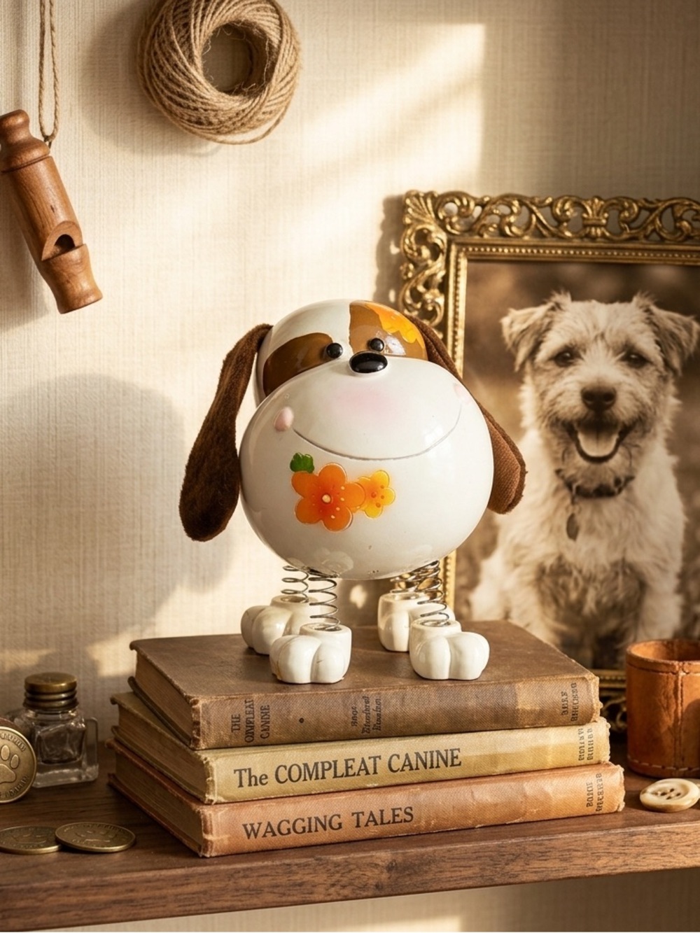 Vintage Blowfish Co. puppy dog money box from the 1970s